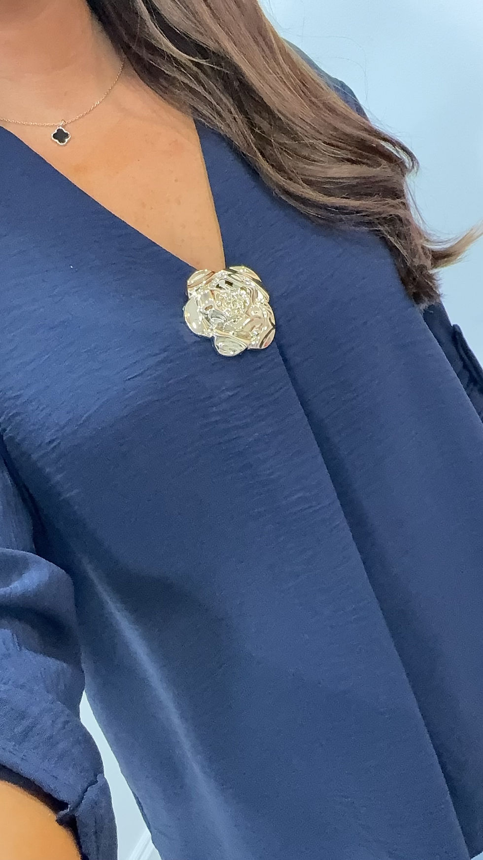 Thumbnail: Annabel Flower Detail Basic Top Navy