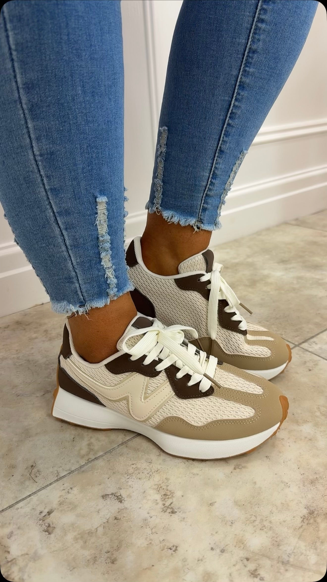 Zena Woven Statement Trainer Chocolate/Beige