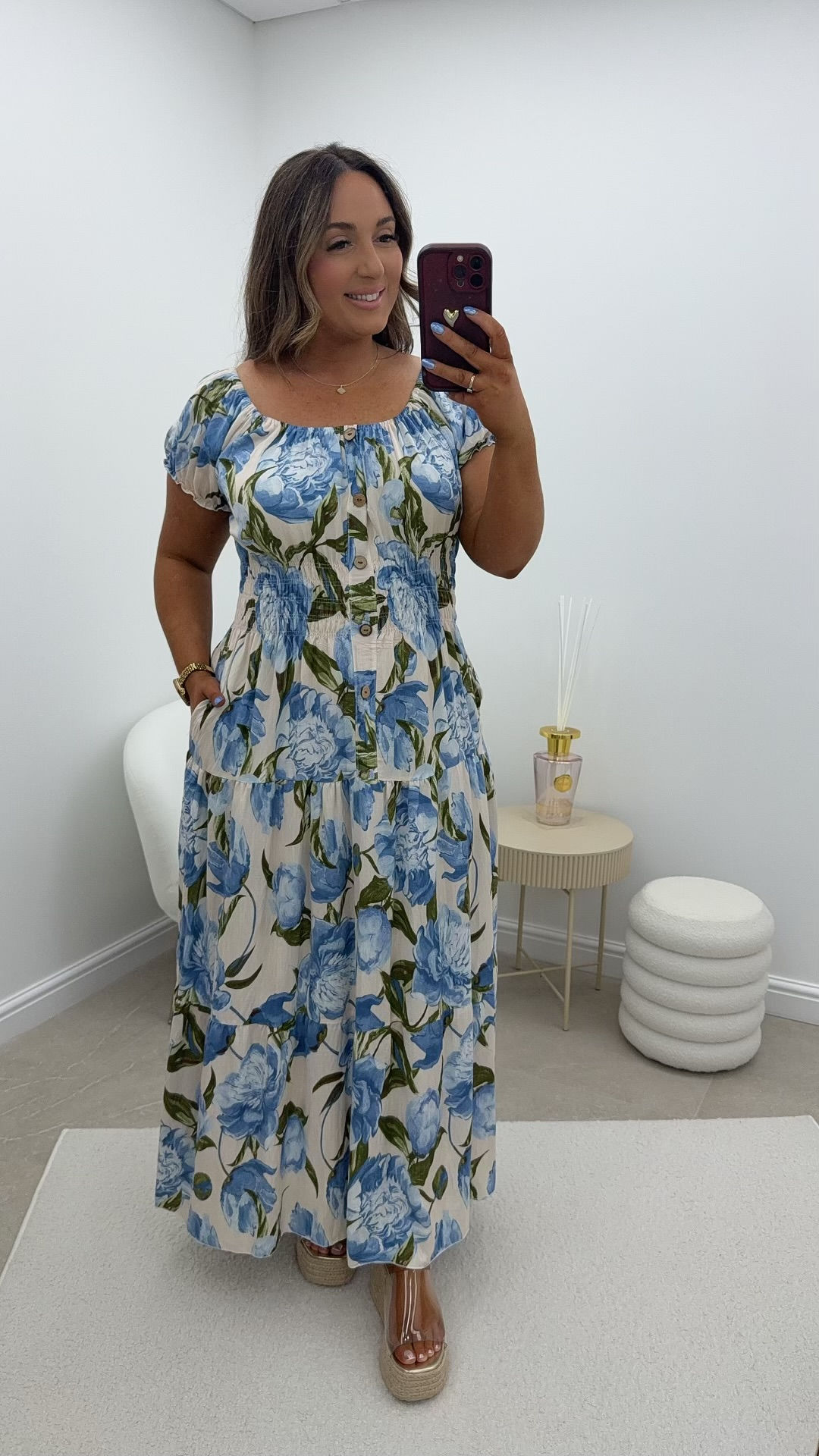Amara Leaf Pastel Bardot Magic Maxi Blue