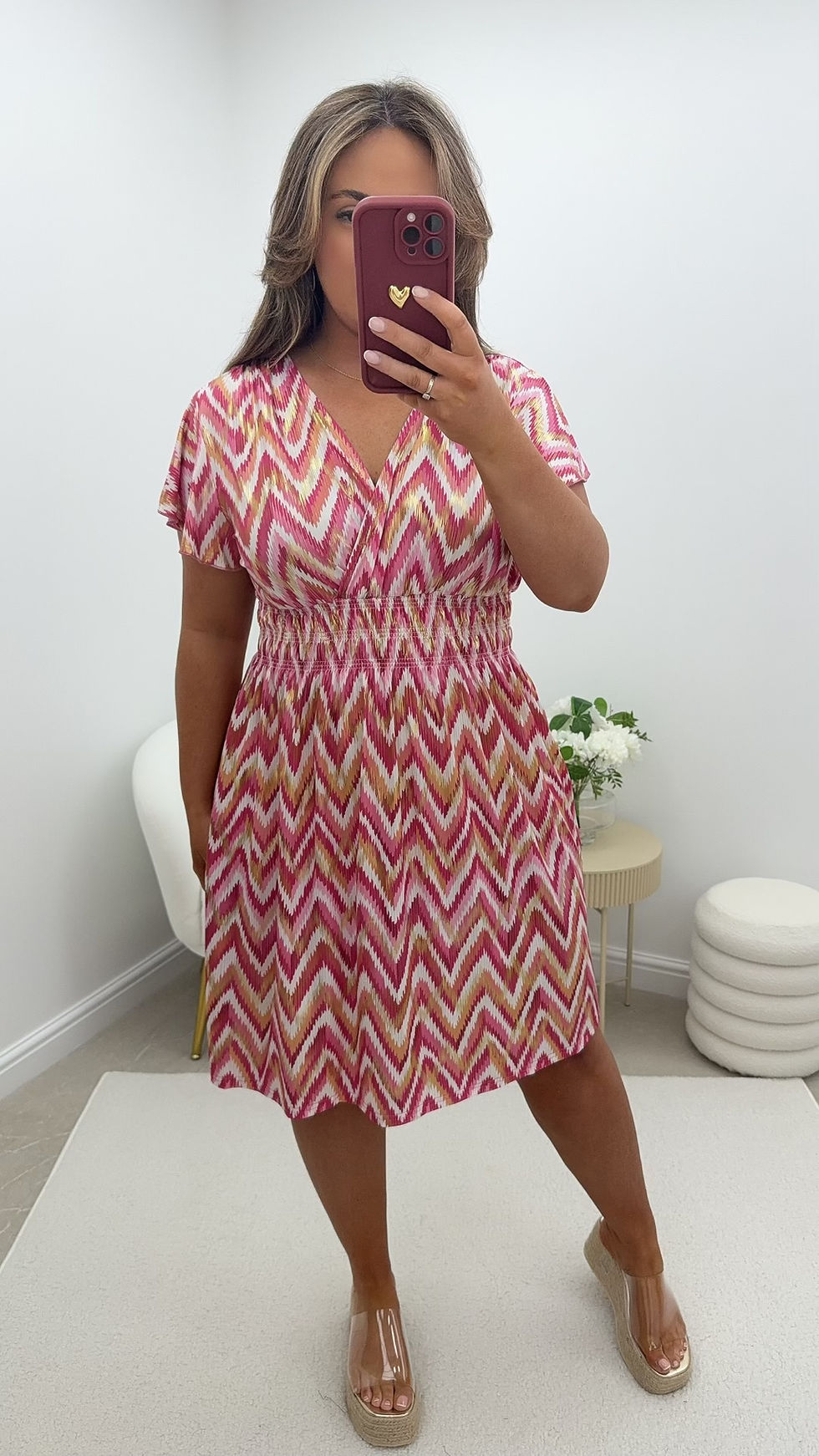 Thumbnail: Liv ZigZag Slinky Foil Shimmer LL Magic Short Dress Pink