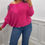 Thumbnail: Lucy Basic Soft Knit Batwing Jumper Fuchsia 