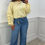 Thumbnail: Florence Ruched Sleeve Drawstring Sweater Top Lemon
