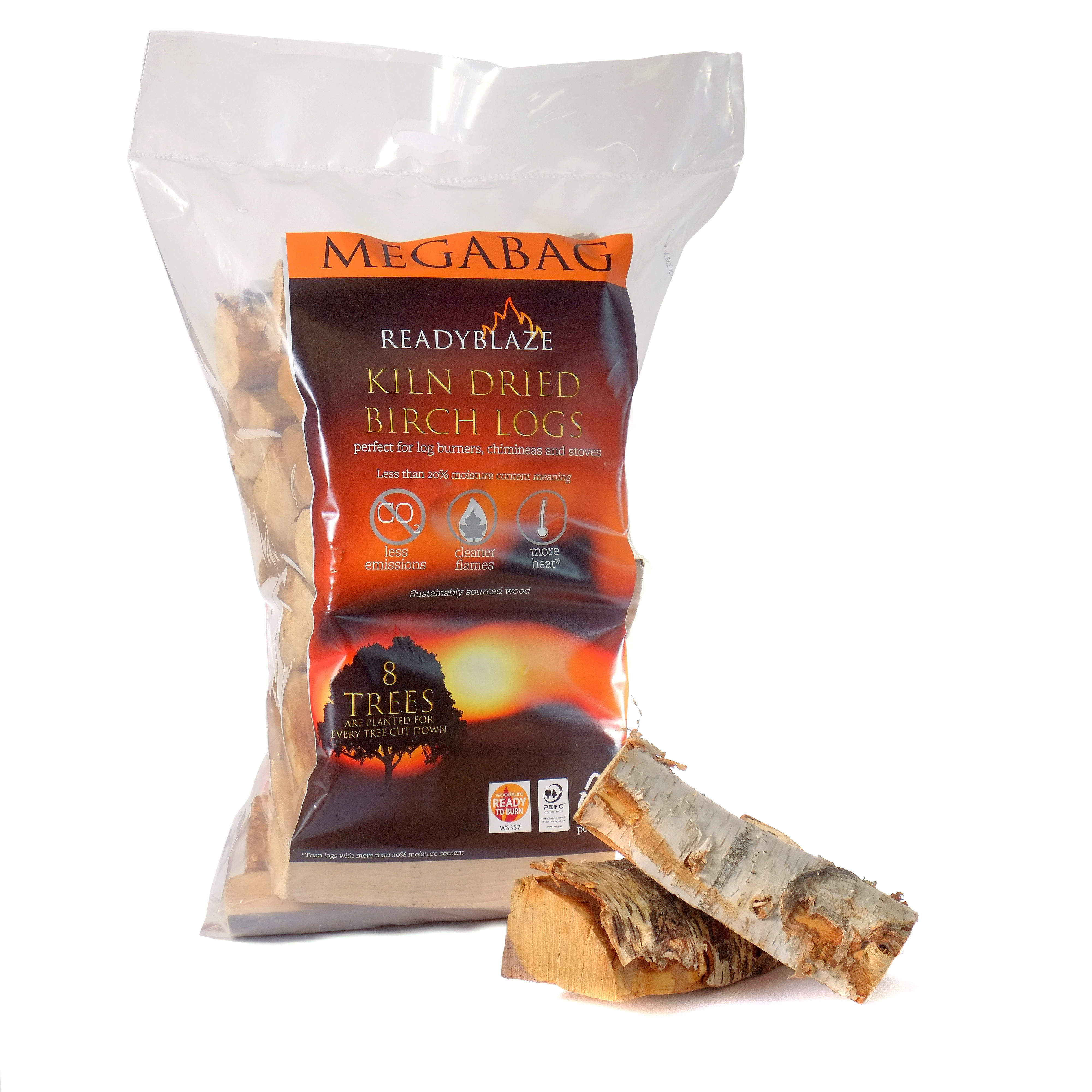 KILN DRIED BIRCH LOGS 14KG MEGABAG