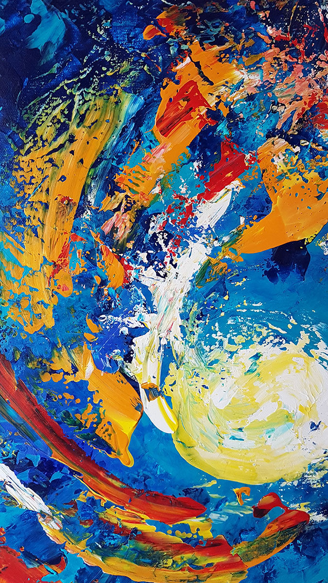Miniature : détail Galaxie toile contemporaine abstraite par la peintre Emma Coffin