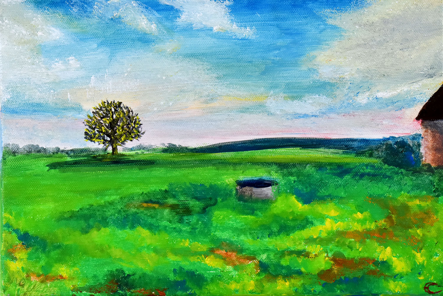 Paysage Champêtre. art paysager par l'artiste peintre et illustratrice Emma Coffin