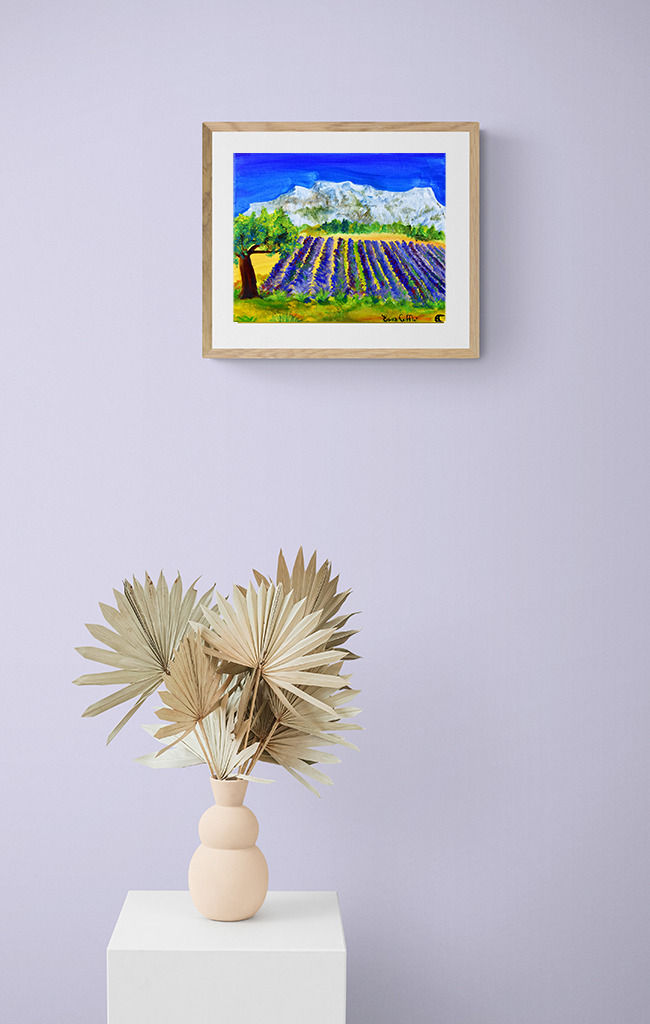 Provence : Montagne et Champ de Lavande peinture paysage in situ design d'intérieur Emma Coffin