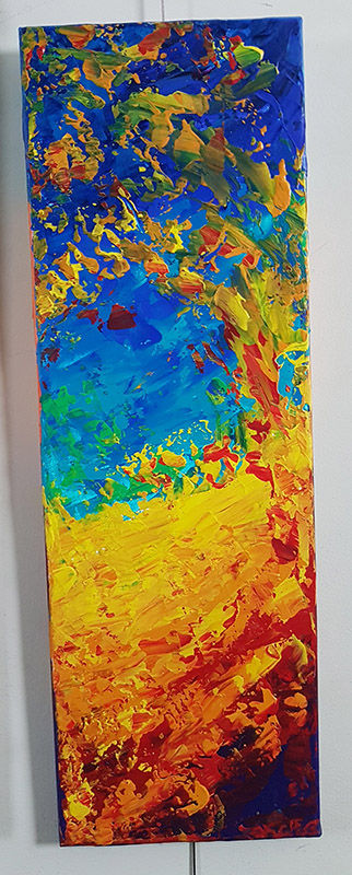 Miniature : Detail of triptych The Space Wave acrylic painting on canvases abstract art by Emma Coffin painter