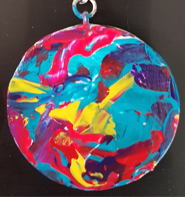porte clef peinture abstraite acrylique sur bois couleurs vives emma coffin artiste