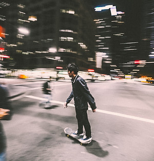 Skateboarding at Night