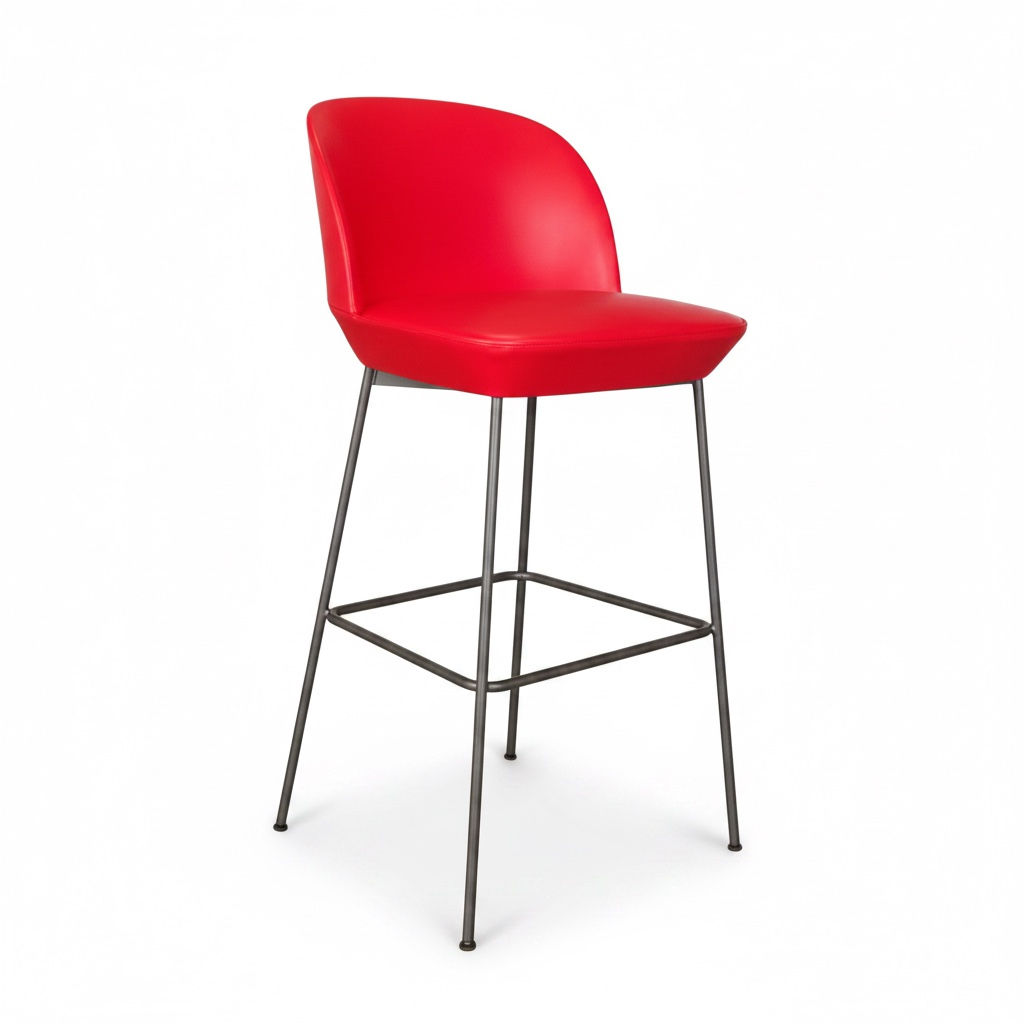 Lot de 3 chaises hautes de bar en cuir rouge (Qté : 1) CHA574