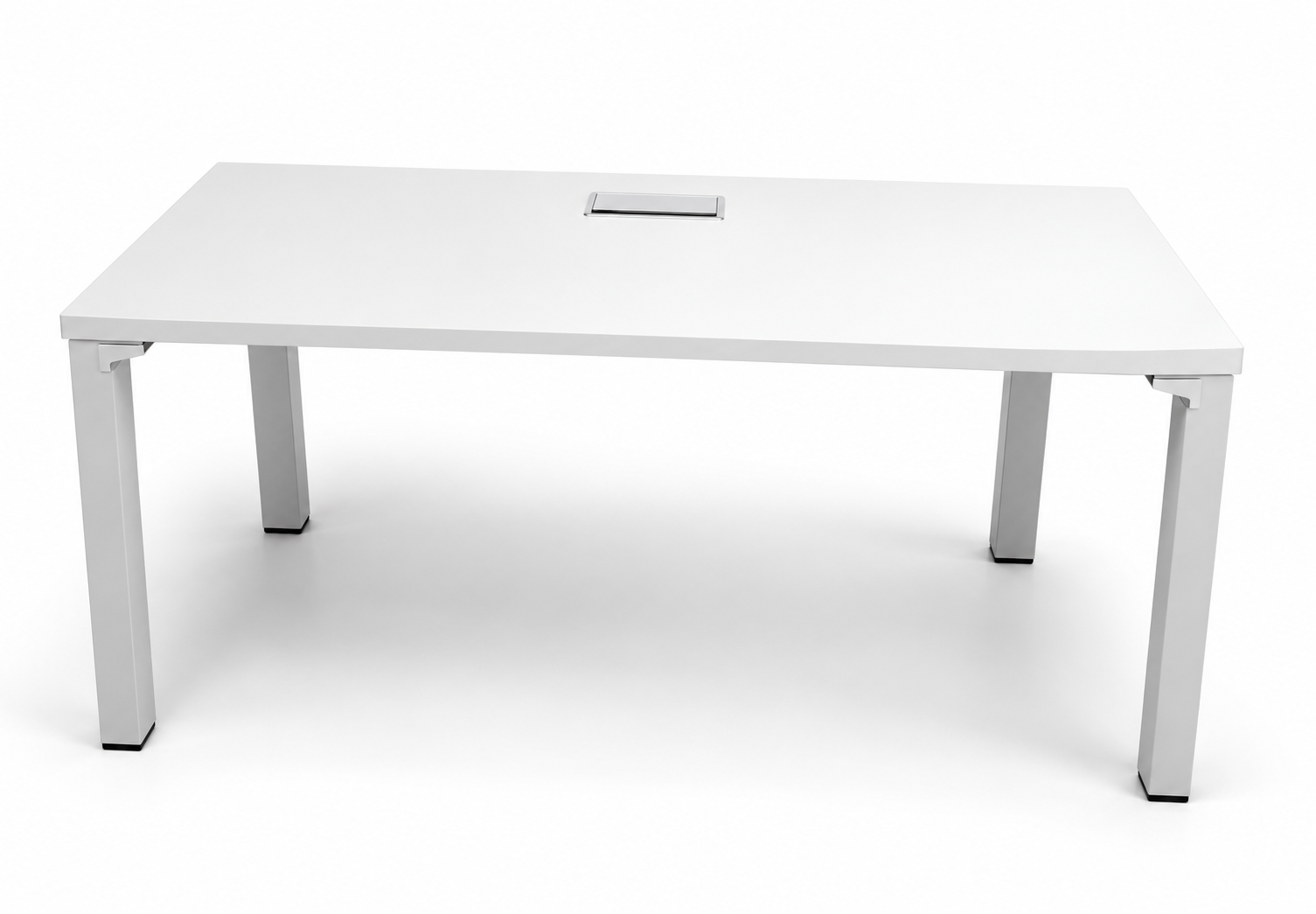 Bureau droit blanc avec piétement métallique rectangulaire (Qté : 8) BUR421