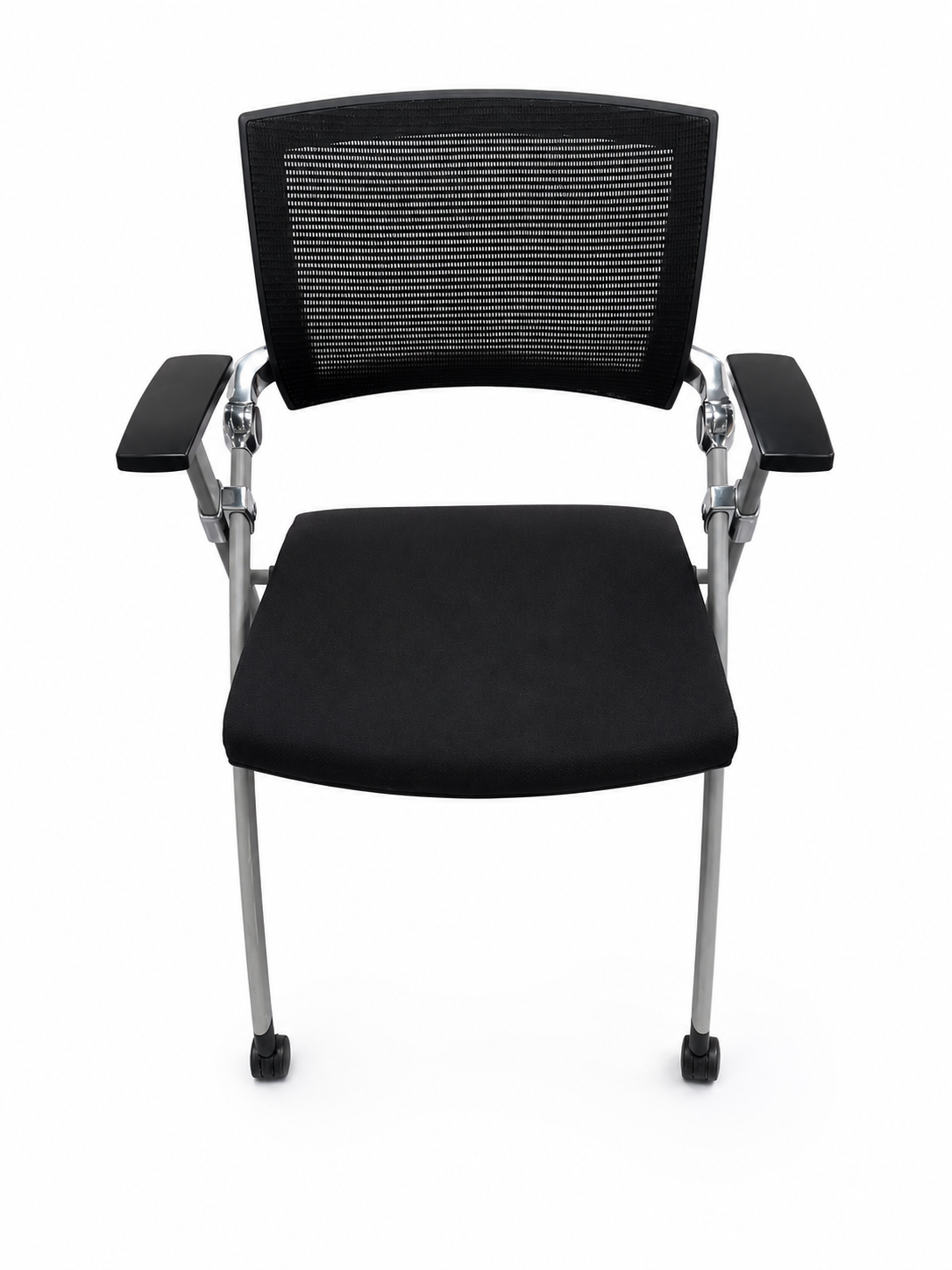Chaise de réunion pliante résille noire avec roulettes KYOS – (Qté : 23) CHA530
