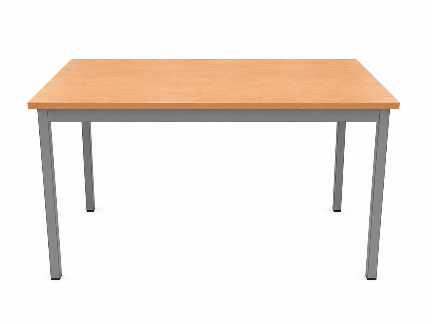 Lot de 4 tables plateau bois clair pieds métal gris 130cm – (Qté : 1) TAB633
