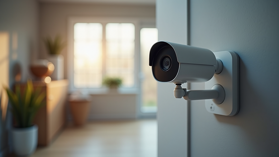 Eye-level view of a modern smart home security system with cameras and sensors