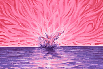 Painting of whale in the ocean