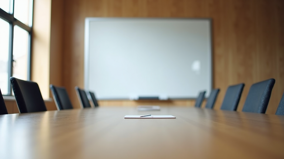 Eye-level view of a meeting room with a whiteboard