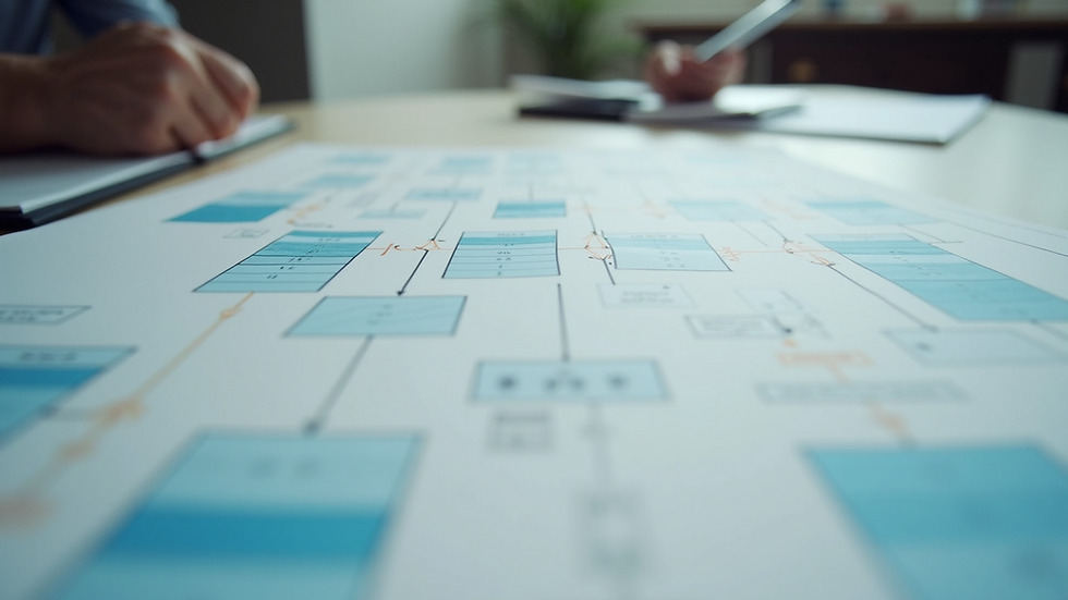 Close-up angle view of a flowchart on a desk