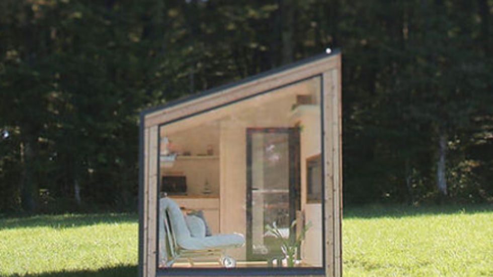 Compact tiny house granny flat set in an Australian backyard garden