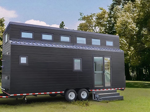 Ellalong luxury modern tiny home in Australia with stylish timber exterior and large windows