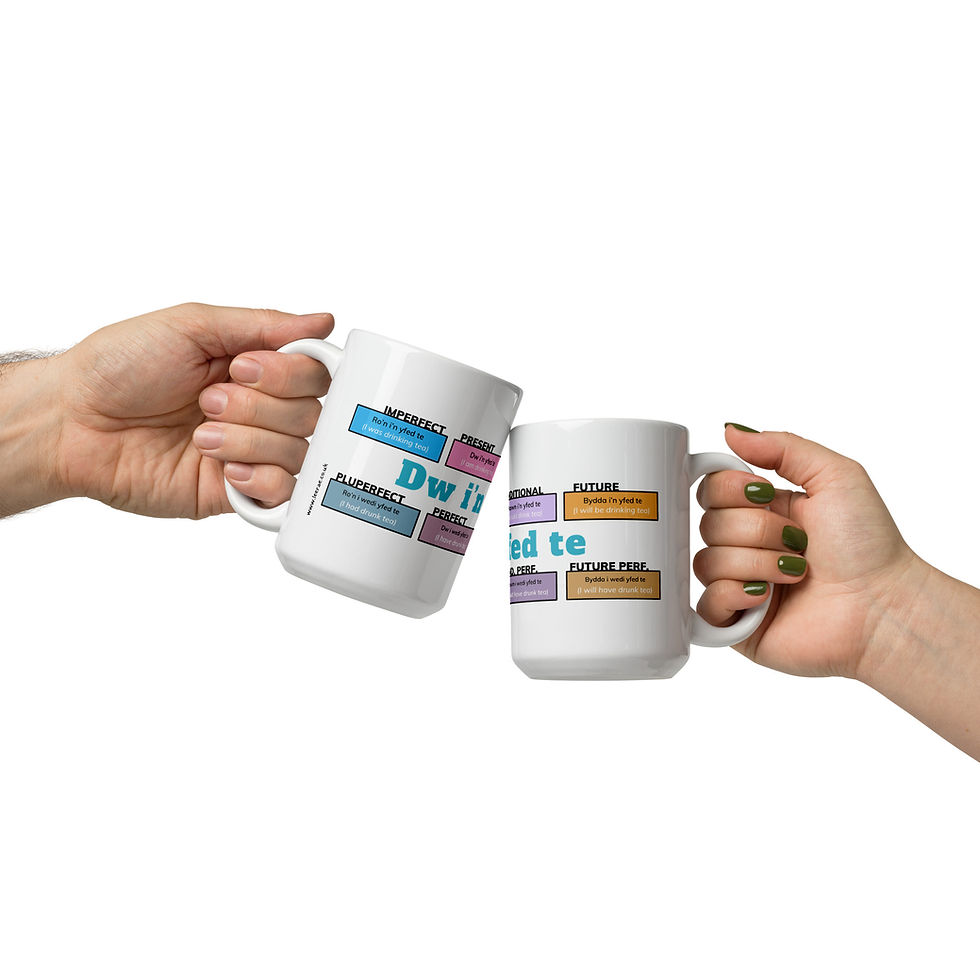 Thumbnail: "I am drinking tea" Conjugation Mug Modern (Cyan Blue)