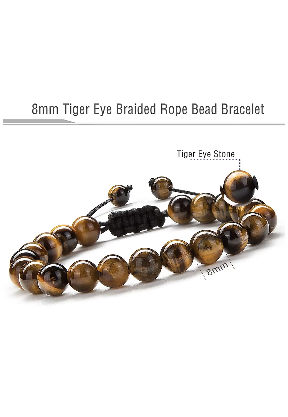 Thumbnail: 8mm Tiger’s Eye Adjustable Bead Bracelet 
