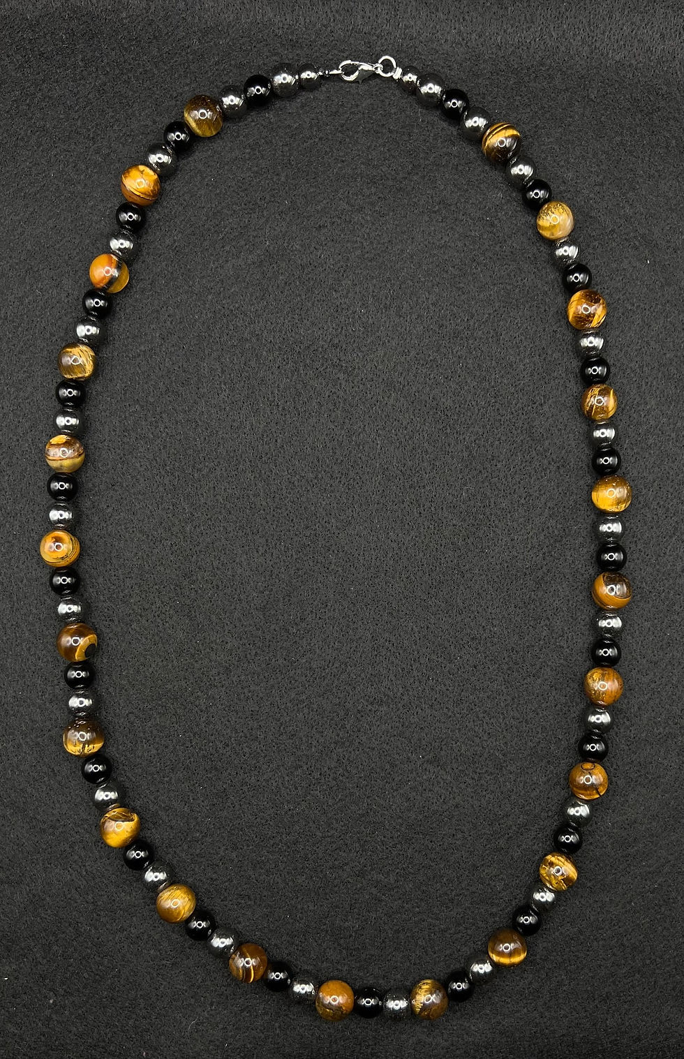 Thumbnail: Obsidian, Hematite, Tiger’s Eye Triple Protection 24” Beaded Necklace 