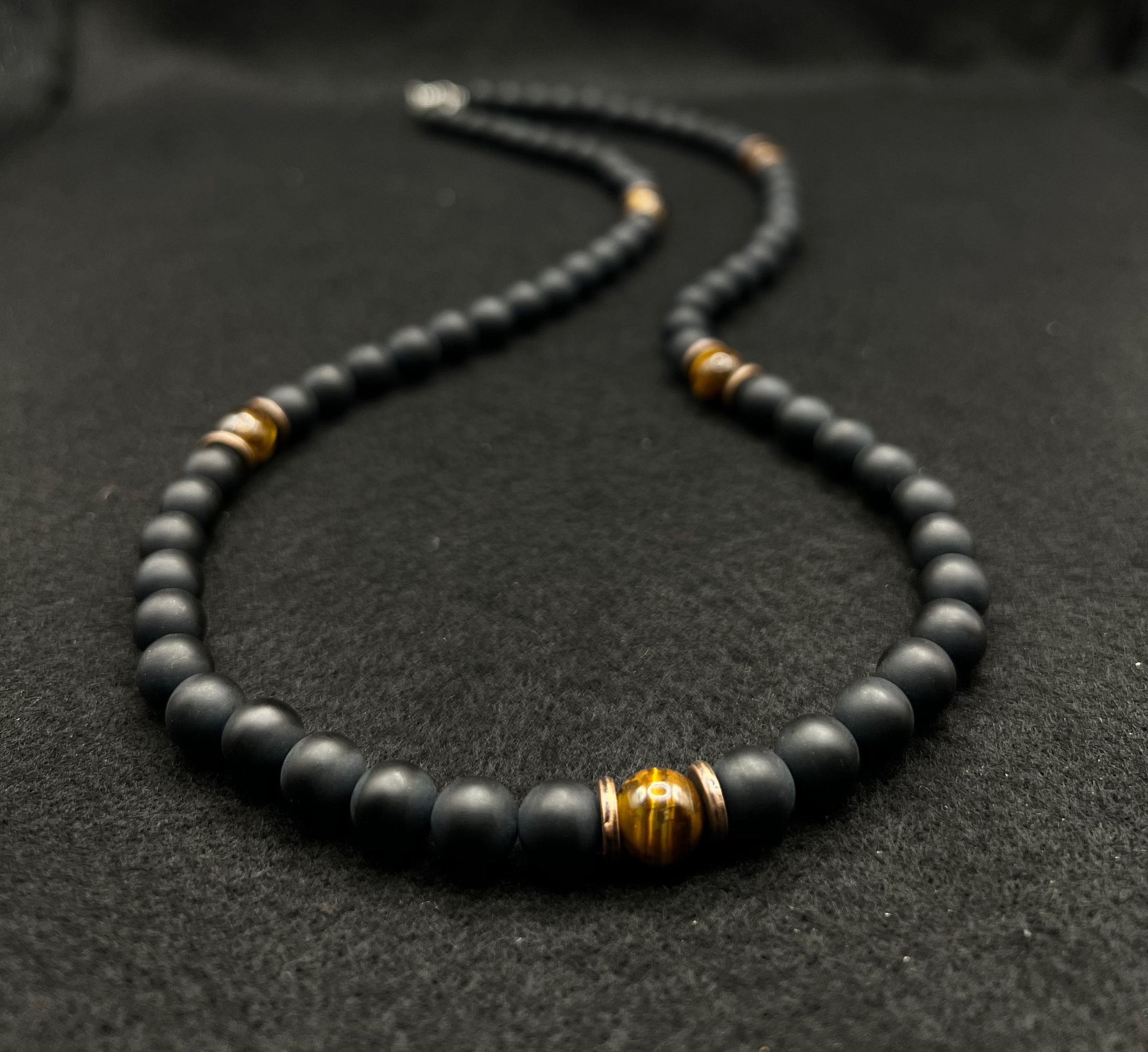 Onyx and Tiger’s Eye 24” Beaded Necklace