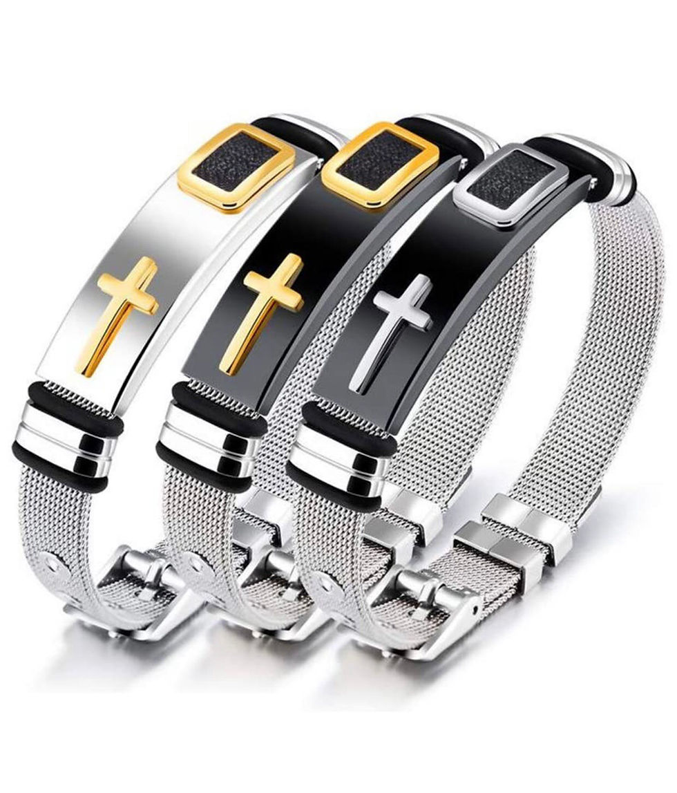 Stainless Steel Adjustable Mesh Cross Bracelet