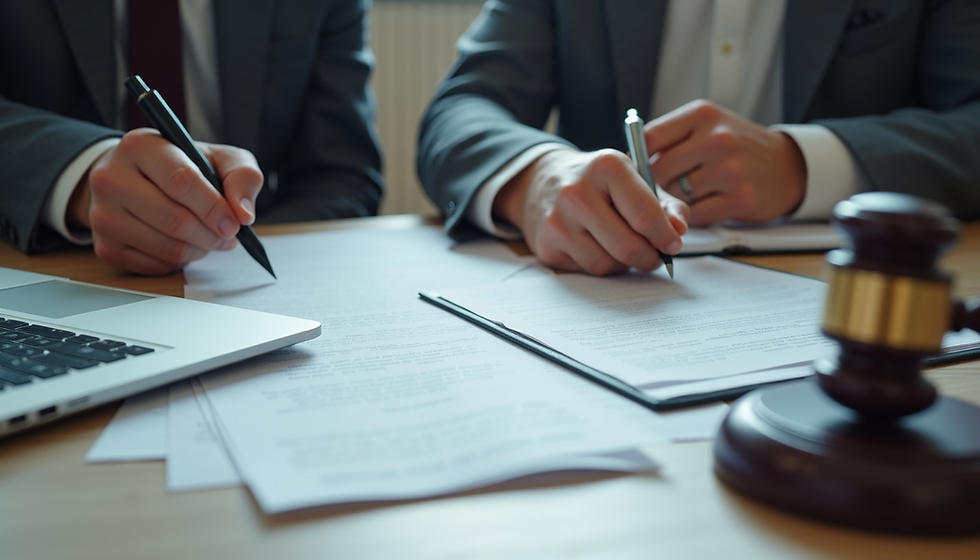 Solicitor at a desk reviewing a property conveyancing document in Kilkenny.