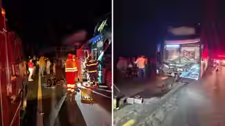 Acidente entre dois ônibus e três carros deixa passageiro morto, na BR-153