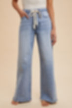 Thumbnail: Drawstring Side Slit Jeans