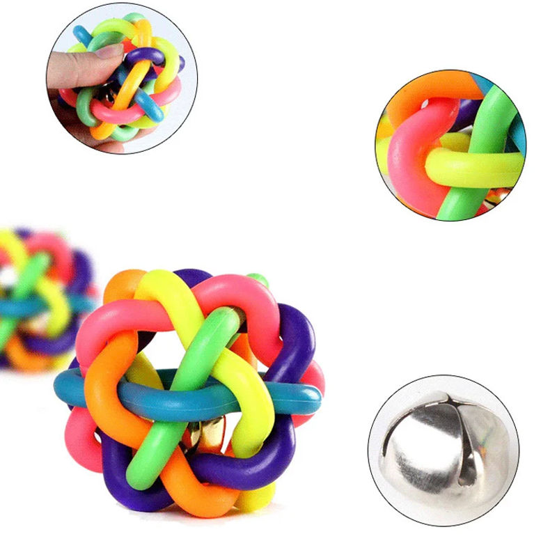Miniatura: Colorful Bell Woven Toy Popular Dog Bite Resistant Rubber Pet Chewing Playing Fe