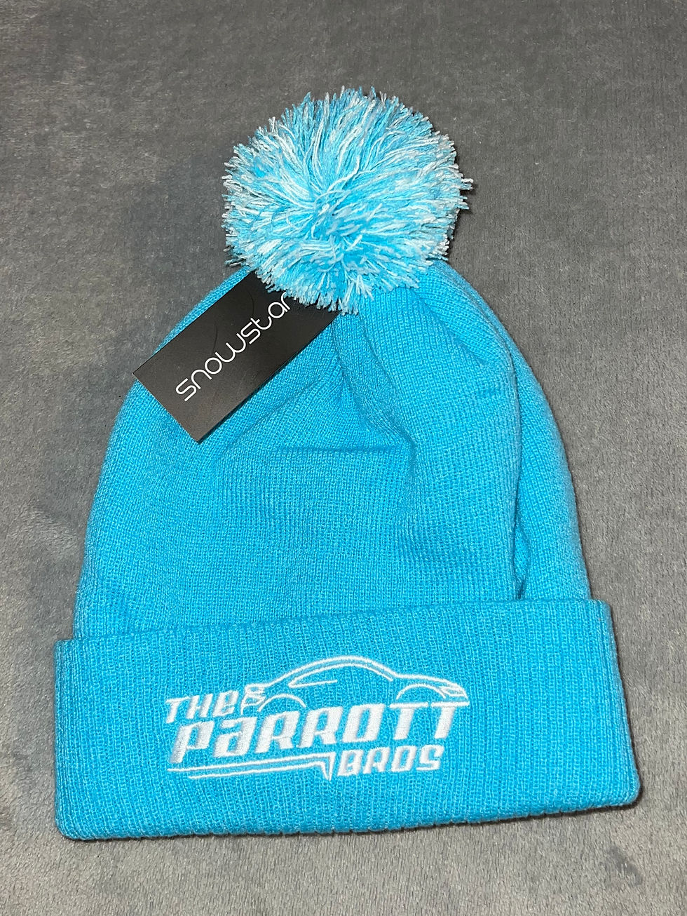Bobble Beanie In light blue with white embroidery