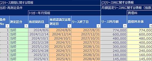 計算基礎情報が入力されているExcel画面