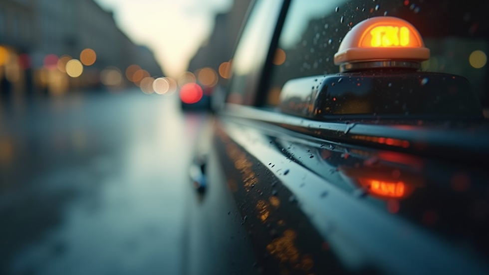Vue en plongée d'un smartphone affichant une application de réservation taxi