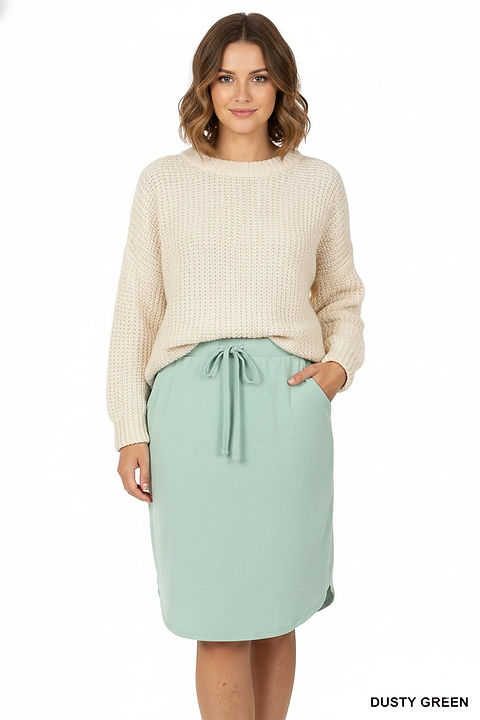 Cloud Wash Effect Denim Skirt