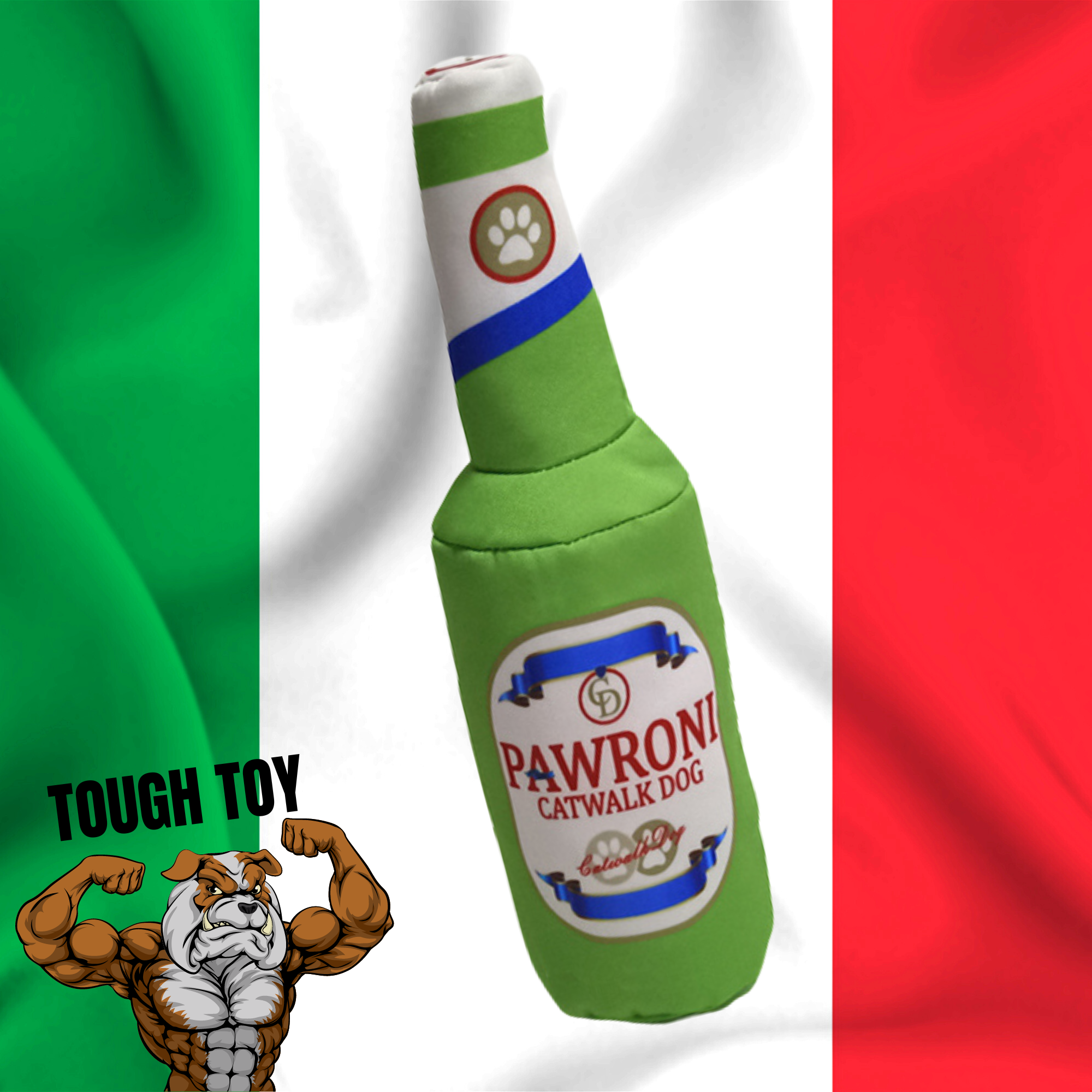 Soft dog toy in the shape of a beer bottle - funny dog gift