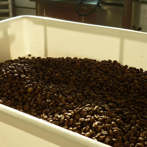 Chicchi di caffè in contenitore