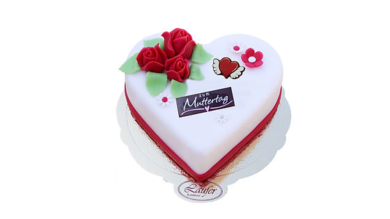 Rote Cappucinokrem-Herztorte Muttertag Art.-Nr.: 617 (Ohne Alkohol)