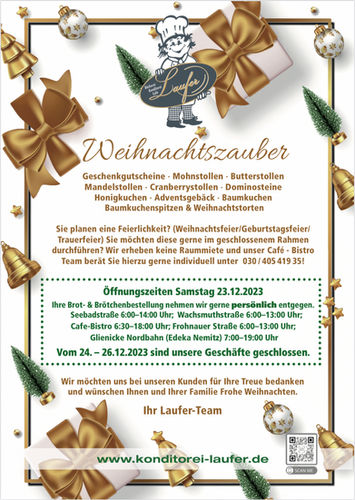 Öffnungszeiten Weihnachtszeit