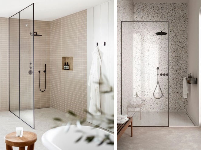 Prysznic walk-in z wbudowaną półką