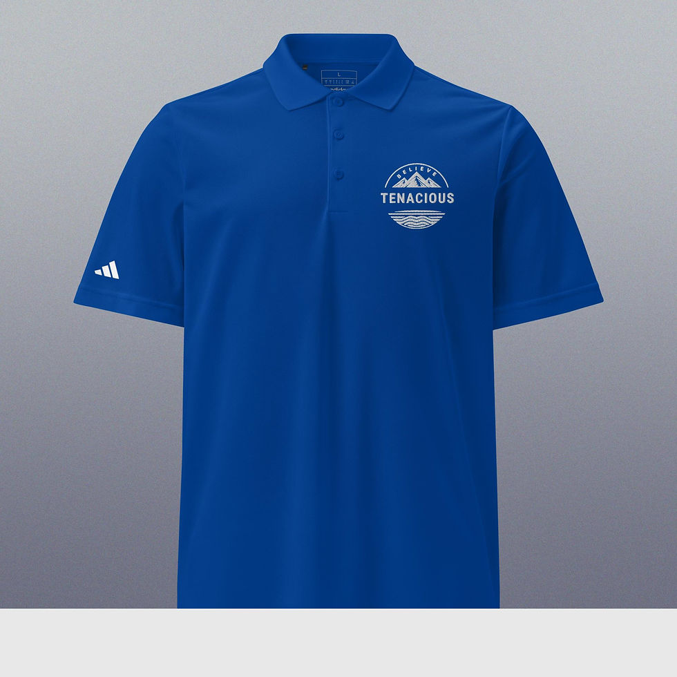 Thumbnail: Blue polo shirt with Adidas logo and Tennessee mountain emblem
