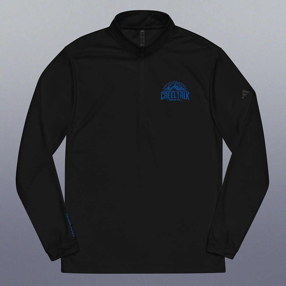 Thumbnail: Black quarter-zip shirt with blue logo.