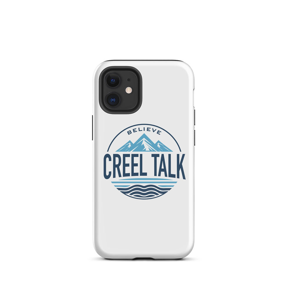 Thumbnail: White phone case with Believe Creel Talk logo