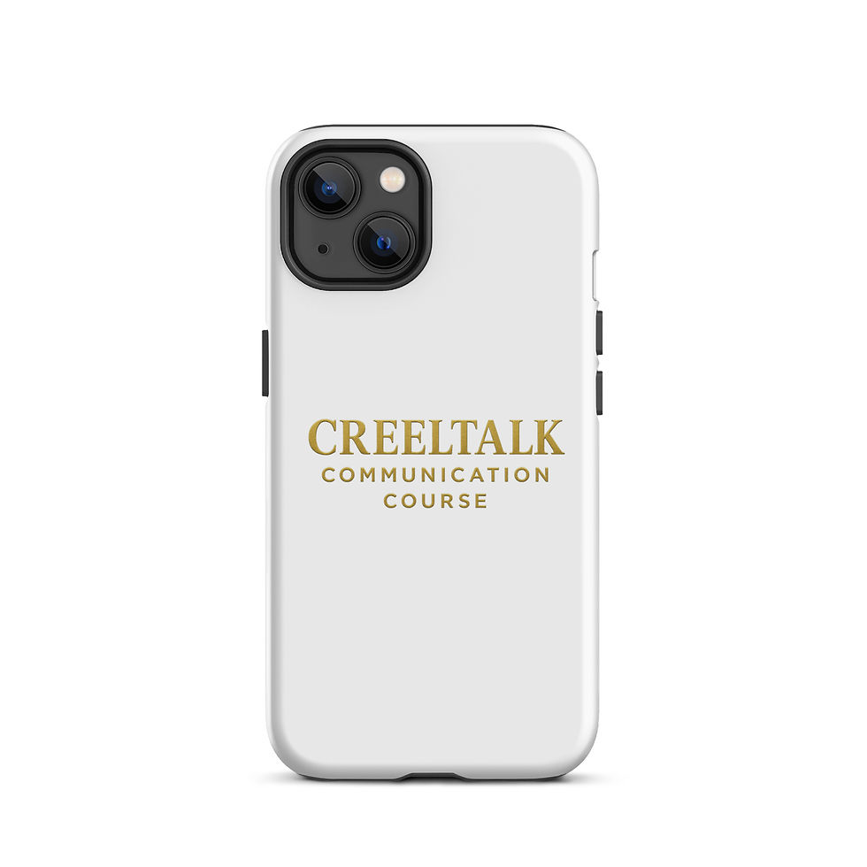 Thumbnail: White iPhone case with 'CREELTALK COMMUNICATION COURSE' text