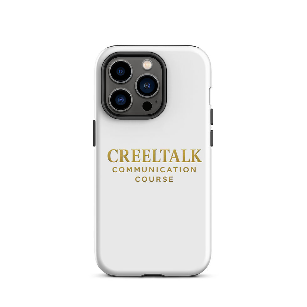 Thumbnail: White phone case with CREELTALK COMMUNICATION COURSE