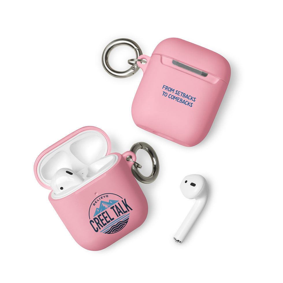 Thumbnail: Pink AirPods cases: 'Creel Talk' logo, '