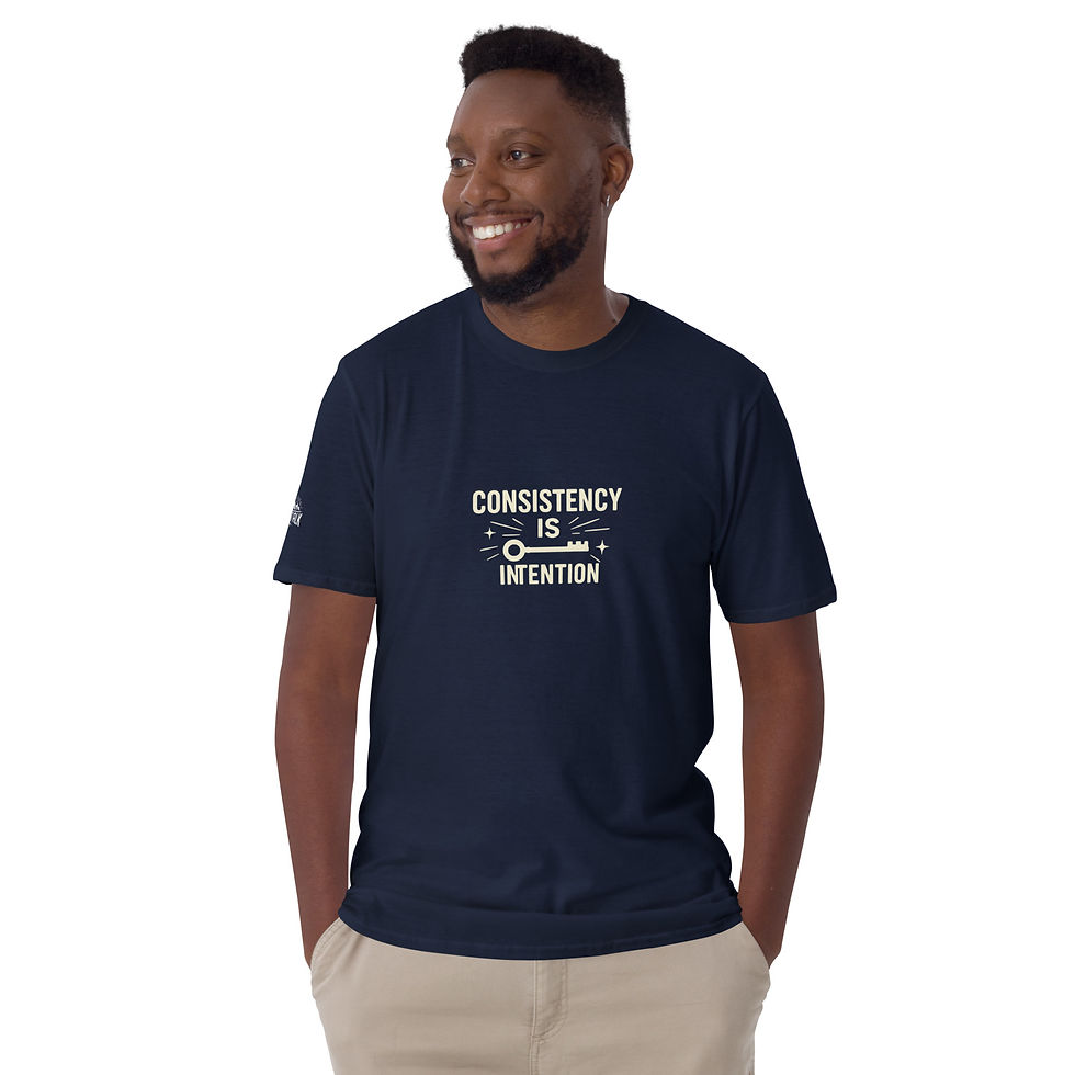 Thumbnail: Smiling man wearing dark blue tee with 'CONSISTENCY IS INTENTION'
