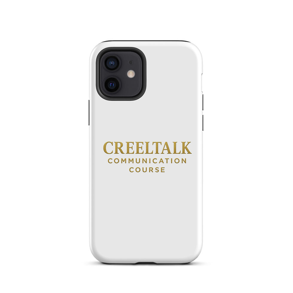 Thumbnail: White phone case with CREELTALK COMMUNICATION COURSE text