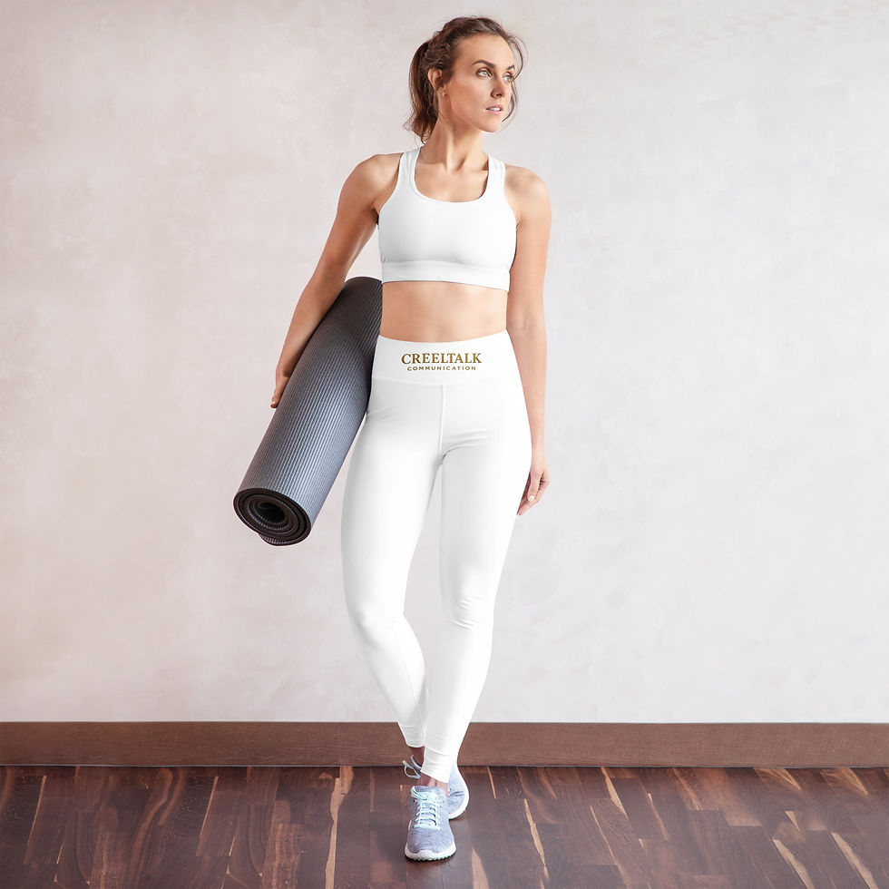 Thumbnail: Woman in white yoga leggings and sports bra holding a mat